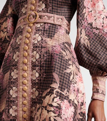 Robe midi Illumine en lin à fleurs | Zimmermann