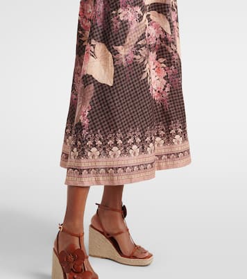 Robe midi Illumine en lin à fleurs | Zimmermann
