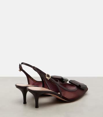 55 leather-trimmed mesh slingback pumps | Gianvito Rossi