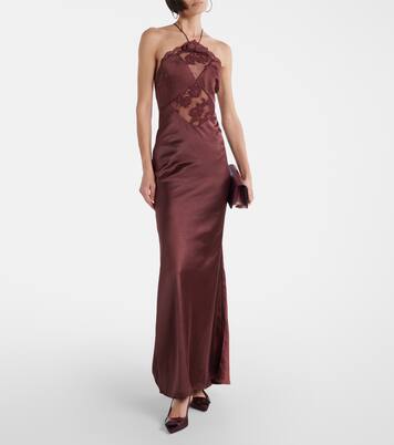 55 leather-trimmed mesh slingback pumps | Gianvito Rossi