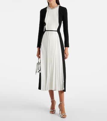 Esther embellished crêpe and plissé midi dress | Simkhai