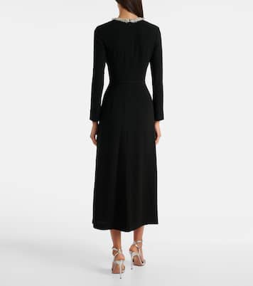 Esther embellished crêpe and plissé midi dress | Simkhai