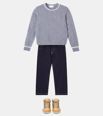 Cable-knit logo virgin wool sweater | Moncler Enfant
