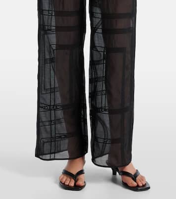 Pantaloni a gamba larga in voile di cotone e seta | Toteme
