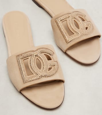 DG crystal-embellished suede slides | Dolce&Gabbana