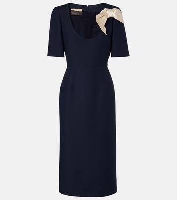 Crepe Couture bow-detail lace-trimmed midi dress | Valentino