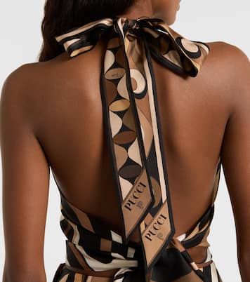 Marmo halterneck silk satin top | Pucci