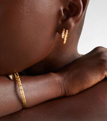 Serpenti Viper 18kt gold hoop earrings with diamonds | Bvlgari