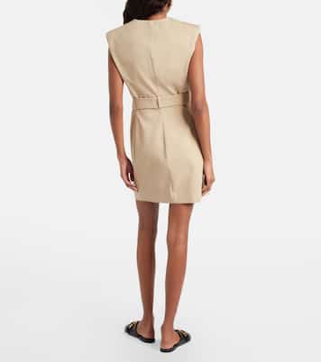 فستان قصير من القطن بحزام | Balmain