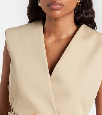 فستان قصير من القطن بحزام | Balmain