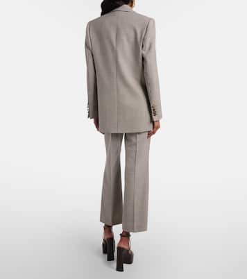 Checked wool-blend cropped flared pants | Etro