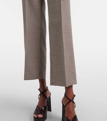 Checked wool-blend cropped flared pants | Etro
