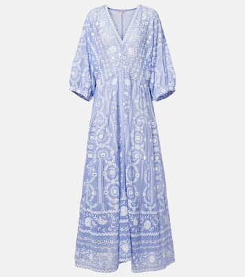 Sequined floral cotton maxi dress | Juliet Dunn