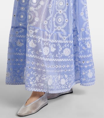 Sequined floral cotton maxi dress | Juliet Dunn