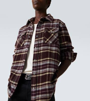 Plaid cashmere shirt with emerald | God's True Cashmere
