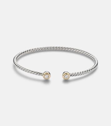 Pulsera Micro Cable Flex® de plata de ley y oro de 14 ct con diamantes | David Yurman