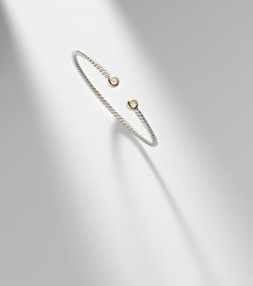 Pulsera Micro Cable Flex® de plata de ley y oro de 14 ct con diamantes | David Yurman