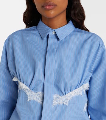 Lace-trimmed striped cotton-blend poplin shirt | Sacai