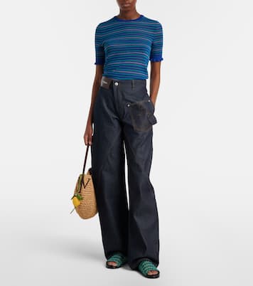 Striped cotton-blend T-shirt | JW Anderson