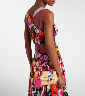 Bolso Sicily Small de efecto rafia floral | Dolce&Gabbana