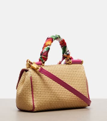 Bolso Sicily Small de efecto rafia floral | Dolce&Gabbana