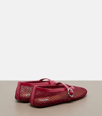 Leather-trimmed fishnet ballet flats | Alaïa