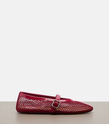 Leather-trimmed fishnet ballet flats | Alaïa