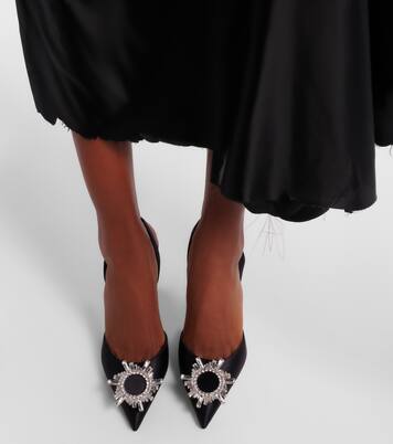 Verzierte Slingback-Pumps Begum aus Satin | Amina Muaddi