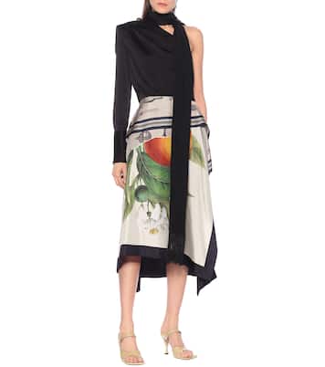 Printed silk-twill midi skirt | Monse