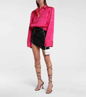 x AWGE LSD embellished satin sandals | Amina Muaddi