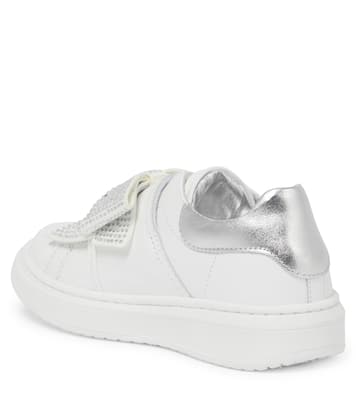 Bow-embellished leather sneakers | Monnalisa