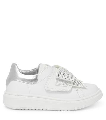 Bow-embellished leather sneakers | Monnalisa