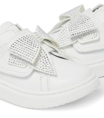 Bow-embellished leather sneakers | Monnalisa