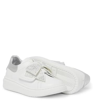 Bow-embellished leather sneakers | Monnalisa