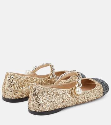 Verzierte Ballerinas mit Glitter | Miu Miu