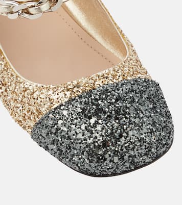 Verzierte Ballerinas mit Glitter | Miu Miu
