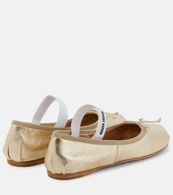 Ballerines en cuir à logo | Miu Miu