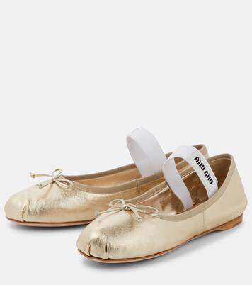 Ballerines en cuir à logo | Miu Miu
