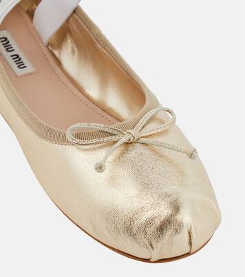 Ballerines en cuir à logo | Miu Miu