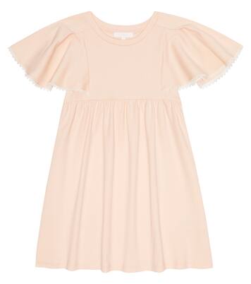 Embroidered ruffle-sleeve cotton dress | Chloé Kids
