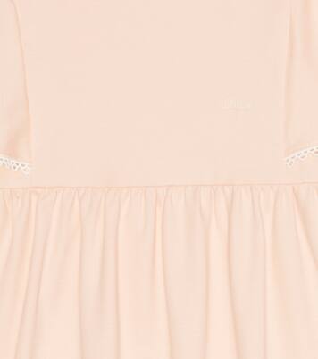 Embroidered ruffle-sleeve cotton dress | Chloé Kids