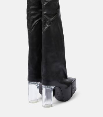 Overknee-Plateaustiefel aus Leder | Rick Owens