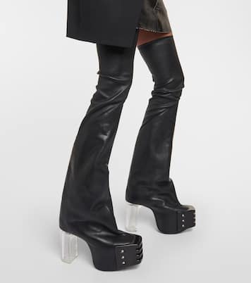 Overknee-Plateaustiefel aus Leder | Rick Owens