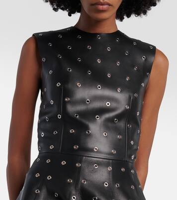 스터드 A라인 레더 미니드레스 | Alaïa