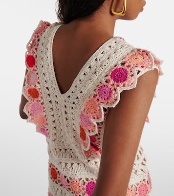 Bouquet 플로럴 코튼 크로셰 미니드레스 | Anna Kosturova