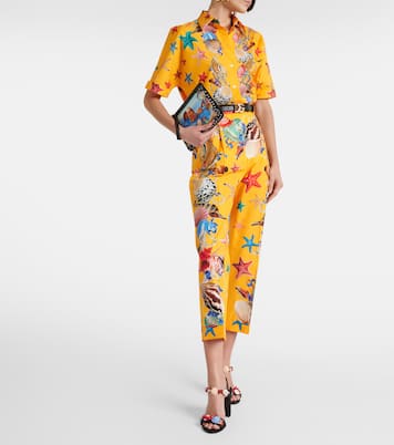 Bedruckte High-Rise-Hose Capri aus Baumwolle | Dolce&Gabbana