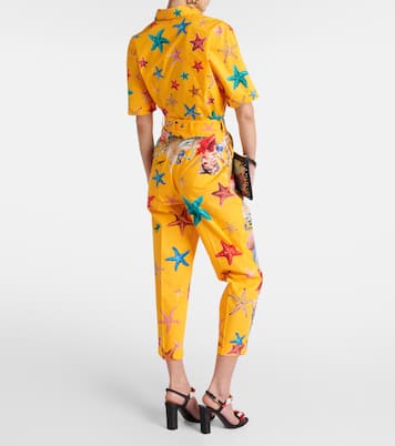 Bedruckte High-Rise-Hose Capri aus Baumwolle | Dolce&Gabbana
