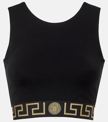 Greca Border cropped tank top | Versace