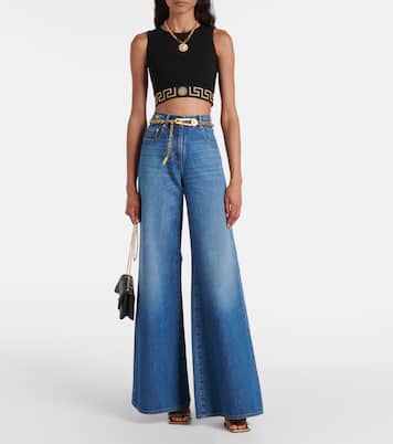 Greca Border cropped tank top | Versace