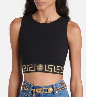 Greca Border cropped tank top | Versace